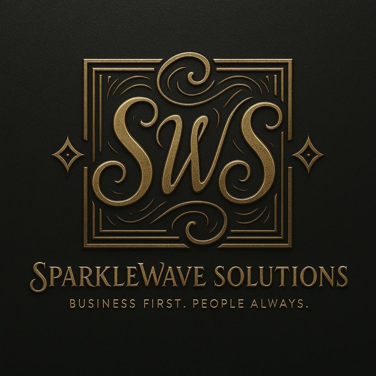 Sparklewave Solutions — gold SWS monogram trademark